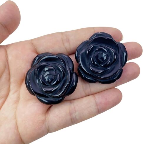 RECKSI 4 قطع من تماثيل الزهور الكريستالية الطبيعية المنحوتة يدويًا مجموعة ديكور مجموعة حجر الزهور المحفورة DIY، صناعة المجوهرات، الكوارتز الوردي in Kuwait