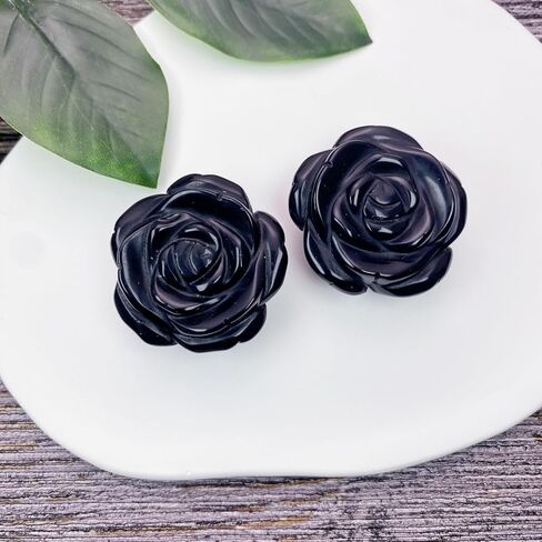 RECKSI 4 قطع من تماثيل الزهور الكريستالية الطبيعية المنحوتة يدويًا مجموعة ديكور مجموعة حجر الزهور المحفورة DIY، صناعة المجوهرات، الكوارتز الوردي in Kuwait