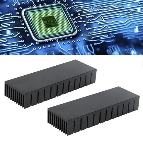 2Pcs Aluminum Cooling Fins Heat Sink Slotted Design for PCB Ultrasonic Electronic Chip Router CPU Power Board (No Backing Glue) in Kuwait