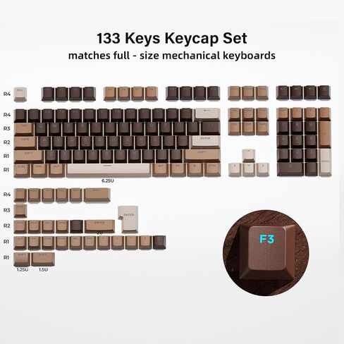 XVX تألق من خلال Keycaps -133 Keys Cherry Profile Double Shot Keycaps متوافقة مع 60 ٪/75 ٪/100 ٪ لوحة مفاتيح ميكانيكية للألعاب الرجعية in Kuwait