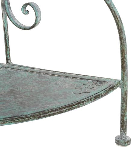 SAFAVIEH Outdoor Collection Turuca Antique Dark Green Wrought Iron 4-Tier Corner Shelf (Fully Assembled) in Saudi Arabia