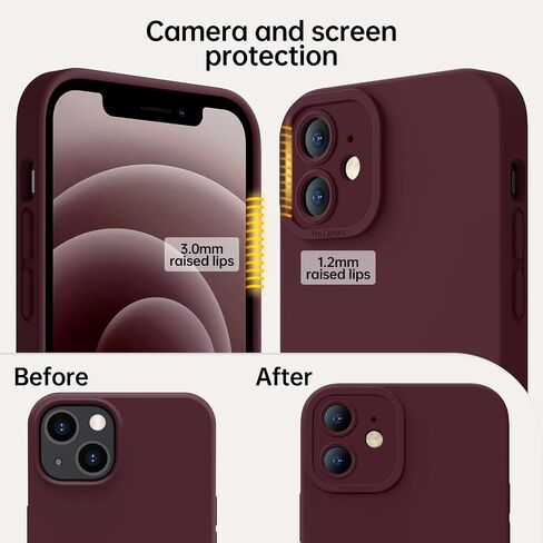 Designed for iPhone 12 Case with Screen Protector - Upgraded Camera Protection - Wireless Charging Compatible - Silicone Protective Phone Case 6.1" for Men Women Girls,Porcelain Blue in Saudi Arabia