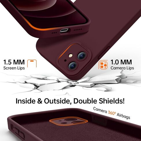 Designed for iPhone 12 Case with Screen Protector - Upgraded Camera Protection - Wireless Charging Compatible - Silicone Protective Phone Case 6.1" for Men Women Girls,Porcelain Blue in Saudi Arabia