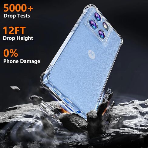 حالة Motorola Moto G Stylus 5G 2025 مع واقي شاشة زجاجي مقسى ، تغطية الهاتف المرنة الناعم TPU Slim Fit Frackproof for Women Men Girls Boys (Clear) in Kuwait