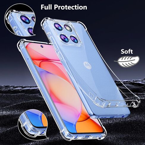حالة Motorola Moto G Stylus 5G 2025 مع واقي شاشة زجاجي مقسى ، تغطية الهاتف المرنة الناعم TPU Slim Fit Frackproof for Women Men Girls Boys (Clear) in Kuwait