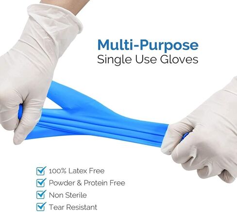 قفازات الفحص الطبية الأساسية Synmax Vinyl - خالية من اللاتكس وخالية من البودرة - كبيرة، BMPF-3003، صندوق أزرق مكون من 100 قطعة in Kuwait