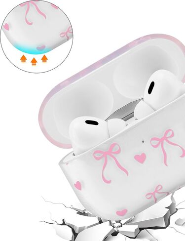 Compatible with Airpods Pro Case, Cute Big Bow Heart Aesthetic Design with Carabiner, Soft TPU Skin Anti-Scratch Shockproof Protective Cover for Women Girls in Kuwait