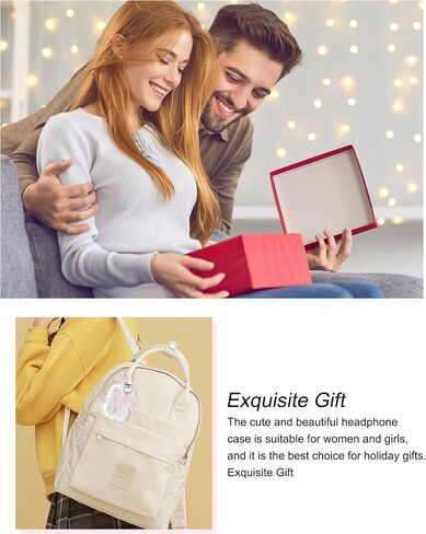 Compatible with Airpods Pro Case, Cute Big Bow Heart Aesthetic Design with Carabiner, Soft TPU Skin Anti-Scratch Shockproof Protective Cover for Women Girls in Kuwait