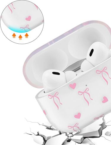 متوافق مع Airpods Pro Case ، تصميم جمالي كبير للقوس الكبير مع Carabiner ، ناعم TPU الجلد المضاد للخلع الغطاء الصدمات للنساء للنساء in Kuwait