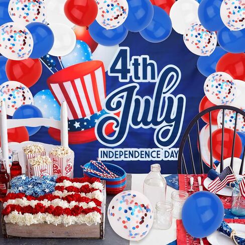 4th of July Decorations Set: 8 Strands Patriotic Star Streamers Banner Garland + 2 Pack 3.28Ft x 6.56Ft Metallic Tinsel Foil Fringe for Independence Day Memorial Day in Kuwait