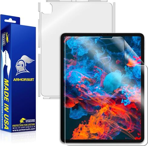 Armorsuit Militaryshield فيلم كامل الجسم + حامي الشاشة لـ Apple iPad Pro 12.9 بوصة 5th الجيل الخامس (2021) مضاد للبوب in Kuwait