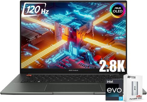 ASUS 14.5'' OLED 2880 x 1800 120HZ Display VivoBook Laptop, Intel Evo Platform 12th Gen 14 Core i7-12700H, Backlit KB, 2 Thunderbolt 4, WiFi 6, Webcam, Bluetooth Windows 11 Pro, Black(40GB | 2TB SSD) in Saudi Arabia
