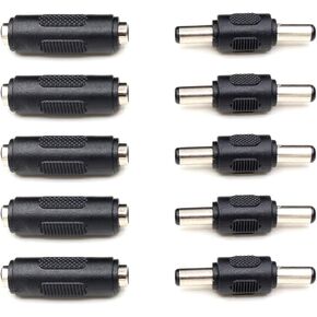 2.1mm X 5.5mm DC Power Adapter Connections, Female to Female Coupler, Male to Male Coupler Connector Gender Adapters for LED/CCTV Camera (5 Pairs)