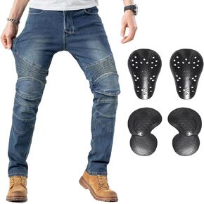Men's Motorcycle Pants Motocross Riding Jeans Adventure Motorbike Pants with Knee and Hip CE Armor Protector Pads