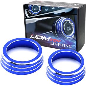 iJDMTOY 2pcs Blue Anodized Aluminum AC Climate Control Turner Ring Covers Compatible with 2016-21 10th Gen Honda Civic
