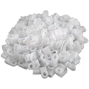 200pcs White Nylon R-Type Cable Clips Fastener for 3/8 Inch (9.5mm) Dia Wire Tube (Plastic Wire Cord Clip Fixer)