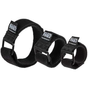 Klein Tools 450-600 Cable Organizer, Hook and Loop Cinch Strap Cable Ties, Includes Two 6-Inch, Two 8-Inch and Two 14-Inch Straps, Black