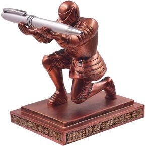 Executive Knight Pen Holder with a Pen Personalized Desk Accessories Decor Home Office Cool Pen Stand Gold