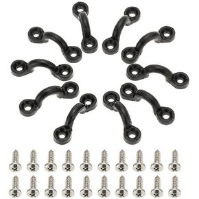 10Pcs Nylon Bungee Deck Loops Tie Down Pad Eye with 20 Screws C Type Kayak Handle Buckle Kayak Eyelets Hardware Accessories for Boat Kayak Deck Rigging Kit, Black