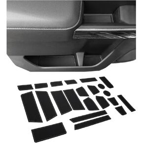 بطانة وحدة التحكم المركزية JKCOVER متوافقة مع (2019-2022) Chevy Silverado/GMC Sierra 1500 و2020-2022 Silverado/Sierra 2500/3500 HD ملحقات حامل أكواب الباب (كابينة الطاقم مع مقعد دلو) زخرفة سوداء