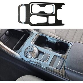 ruihe Carbon Fiber Pattern Car Gear Shift Knob Console Panel Trims Cup Holder Frame Cover Compatible with Fit for Ford Fusion 2017 2018 2019 2020