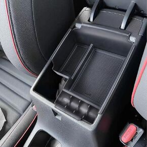 EDBETOS Center Console Organizer Tray Compatible with Kia Forte GT Accessories 2019-2022 2023 2024 Interior Secondary Armrest Storage Box, ABS Material Insert Tray, Red Trim