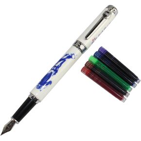 Gullor Jinhao 950 Blue and White Porcelain Bamboo with Gift Box and Ink cartridges