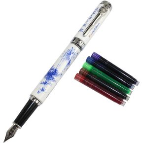 Gullor Jinhao 950 بورسلين أزرق وأبيض من الخيزران مع صندوق هدايا وخراطيش حبر