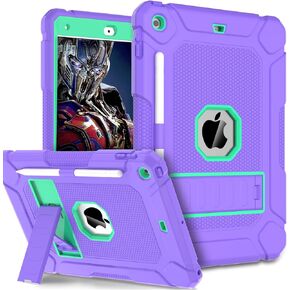 Case for iPad 9th/8th/7th Generation 2021/2020/2019, iPad 10.2 Inch Case for Kids, Heavy Duty Shockproof Rugged Protective 10.2" Cover with Built-in Stand for iPad 9 8 7 Gen - Black