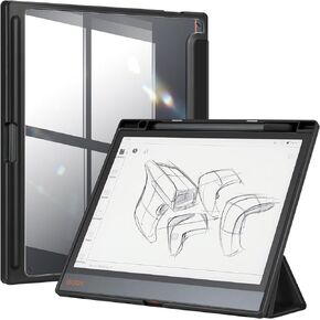 Fintie Case for 10.3" BOOX Note Air3 C/Note Air 3 B/W E Ink Tablet ePaper 2023 - [Built-in Pencil Holder] Hybrid Slim Cover with Clear Transparent Back Shell, Auto Sleep/Wake, Black