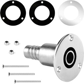 Thru Hull Exhaust Skin with 24mm Tube Pipe Socket Hardware, 316 Stainless Steel Straight Thru Hull Exhaust Fittings Diesel Heater Exhaust Accessories for Car Truck Boat