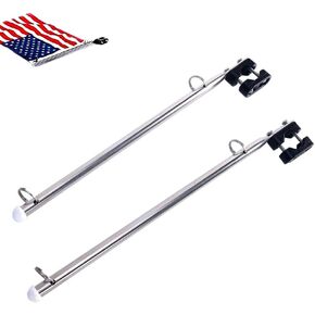 2Pcs Adjustable Stainless Steel Rail Mount Boat Pulpit Staff (2/3" - 1 1/4"), Boat Yacht Marine Flag Pole