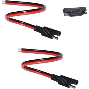 موصل SAE، كابل تمديد الطاقة 12AWG SAE بقابس واحد DC سريع الفصل مع محول عكسي قطبي للدراجات النارية والألواح الشمسية والسيارات والجرارات، إلخ. عبوتان 30 سم/1 قدم