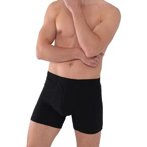 Washable Absorbency Urinary Incontinence Underwear for Men, 6" Inseam Boxer Briefs for Bladder Leaks Protection (60ML) (Large, Black)