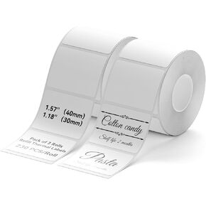 NIIMBOT 2Rolls Labels for B1 B21 B3S K3, 1.57'' x 1.18'' (40x30mm) Label Maker Tape, Waterproof, Oil-Proof and Tear-Proof Thermal Printer Labels, Black on White
