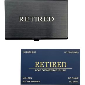 RXBC2011 Retired Business Cards Funny Retirement Gift (Pack of 50 Navy card/With Black Stainless Steel Case) For Retired Men Women Coworkers Employees Boss Friend Colleague