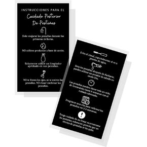 Spanish Lash Aftercare | Cuidado Posterior de la Extensión de Pestañas | Physical Printed 2 x 3.5" inch Business Card | Eyelash Extension Supplies | Black Card Design