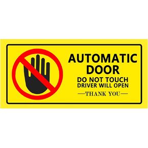 Top label Caution - Automatic Door Window Sign Stickers for Van,Taxi,Ride Vehile,4x2 Inch,15 Pcs Per Pack Yellow