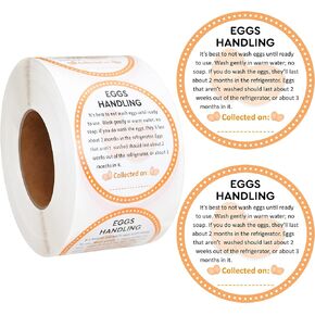 600 PCS Farm Fresh Eggs Carton Labels Stickers 2 Inch Round Self Adhesive Tags for Packaging Care Handling Instructions