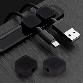 OYE 4 Pieces Magnetic Cable Holder Clips, Cable Clips Management Cord Organizer for Max.5mm Wires Desk Top Wall Cord USB Cable Power Wire Mose Cable, Black (Fits Max.5mm)