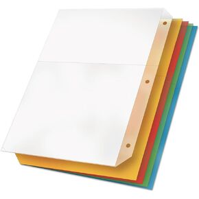 TOPS Cardinal Poly Ring Binder Pockets, No Tabs, Double Pocket, Multi-Color (84007), Letter Size, 5 Folders per Pack