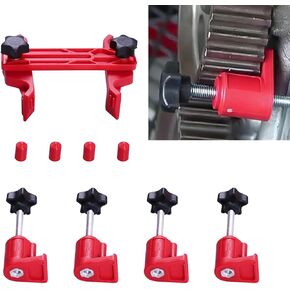 9 PCS Automotive Engine Camshaft Locking Tool, Cam Gear Clamp and Bracket Anti-Skid Design Kit, Camshaft Alignment Timing Retainer, Universal for Most Cars Twin Camshaft Engines (Red)