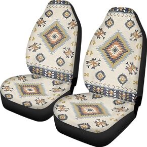 Dreaweet Aztec Seat Covers for Cars SUV Trucks,Brown Cow Print Car Seat Covers Vehicle Seat Protector Set of 2,Cute Cow Print Car Accessories for Women Interior
