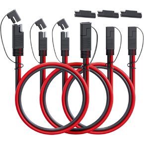 SAE to SAE 1Ft / 14 AWG Extension Cable 15A Quick Disconnect Wire Harness for Automotive, Solar Panel SAE Plug RV, Charging Adapter, Battery (5 Pcs with 10 Cover 5 Adapter)