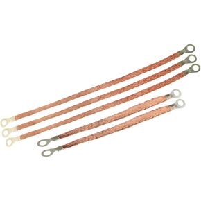 Braided Flat Ground Straps Copper Automotive Grounding Wire Connection 1/4" Width with 5/16" Rings Terminal Lugs (8inch-2pcs + 12inch-3pcs) in Kuwait