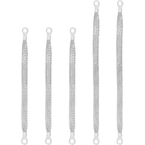 5pcs Universal Engine Ground Straps, Automotive Braided Ground Straps Professional Vehicle Wire Cable Copper Grounding Straps Ring Terminals for Most Cars
