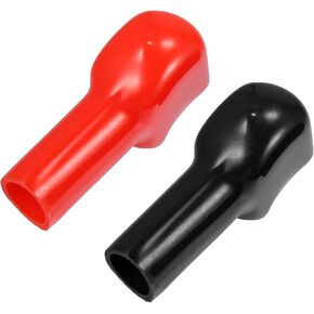1 Pair Battery Terminal Insulation Covers, 10mm Car Battery Post Cap Universal for Motorcycle Truck Durable PVC Red Black