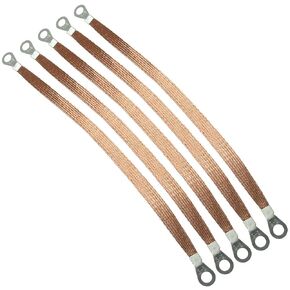 5pcs 300mm Braided Ground Strap Automotive Engine Copper Ground Strap Wire with Terminals Plugs