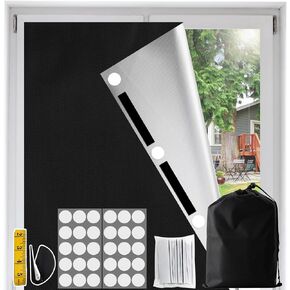 OCGIG 100% Portable Blackout Curtains for Bedroom, Blackout Shade Film No Drill Window Cover & Blackout Blinds with Stickers & Tabs for Baby Nursery, Dorm Room, Travel (118" x 57")