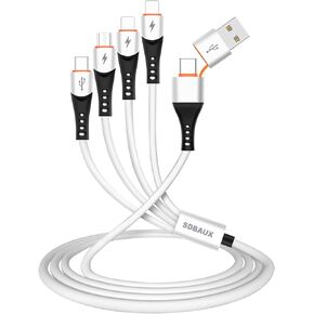 SDBAUX 6 in 1 USB A to USB C Multi 4 in 1 Dual Phone Type C Micro Port Charger Cord,3A Fast Charging Cable Compatible with Most Mobile Phones and Electronic Devices Tablets